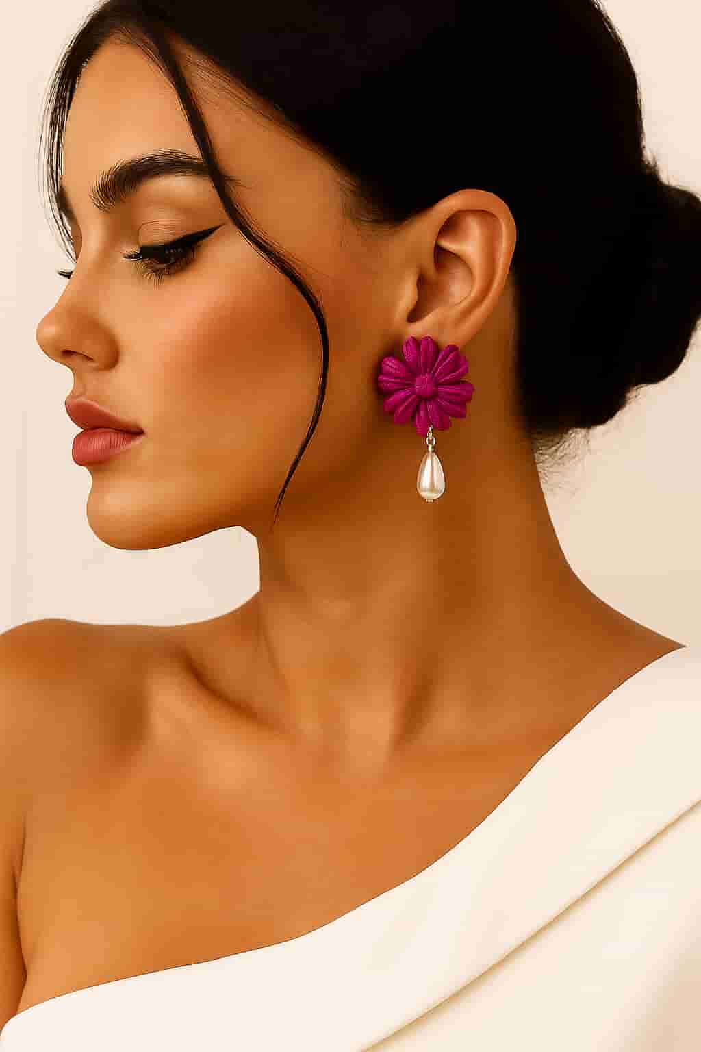 Elegant Profile with Floral Earring by Velaora Jewels